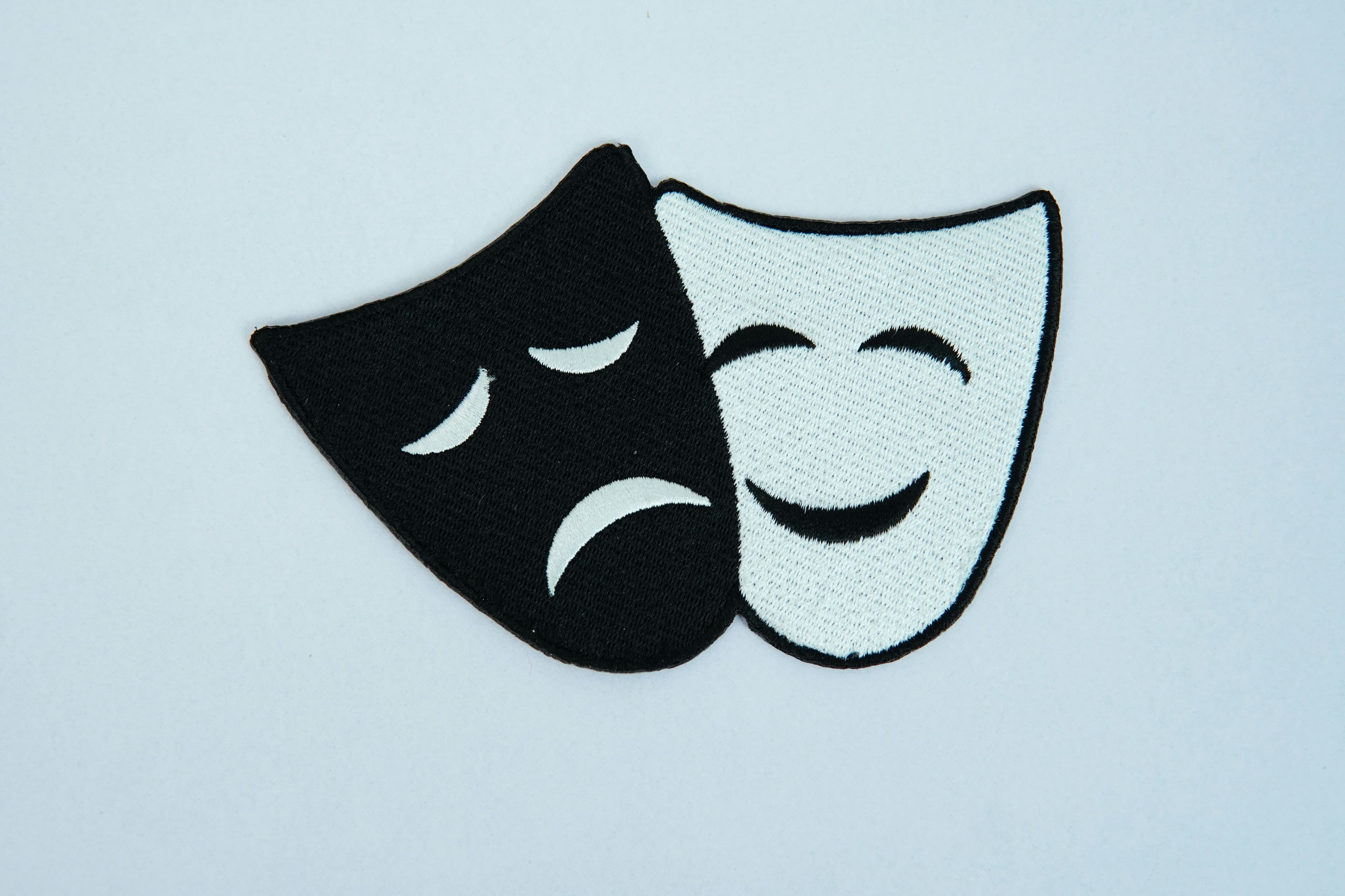Comedy tragedy embroidered patch